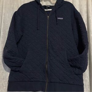 Patagonia Quilted Dark Blue Hoodie organic cotton large